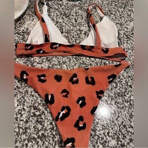 SHEIN Leopard Print Bikini in Orange and Black